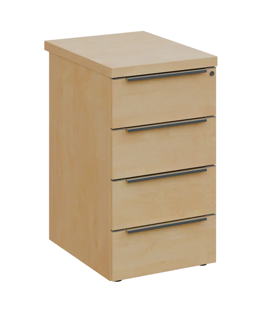 SIKC - 61 kontejner přístavný, 4-zásuvkový, deska 36 mm, centrální zámek, bříza světlá